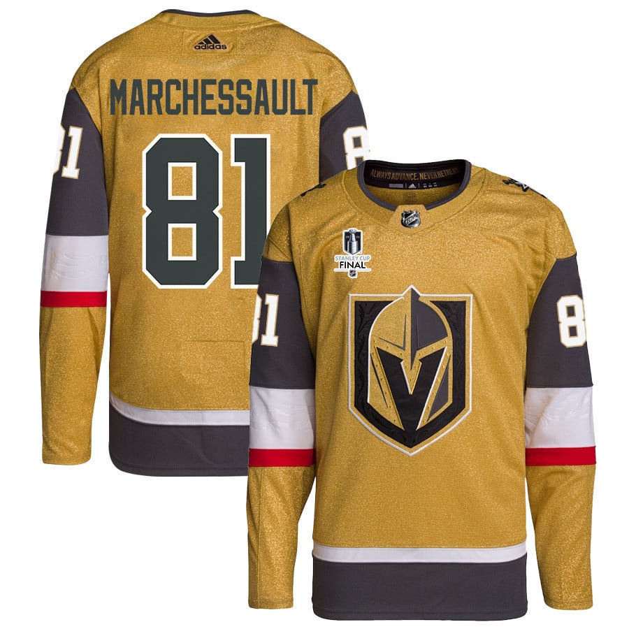Jonathan Marchessault 81 Vegas Golden Knights Stanley Cup 2023 Final Patch Home Breakaway Men Hockey Jersey - Gold - JS861 