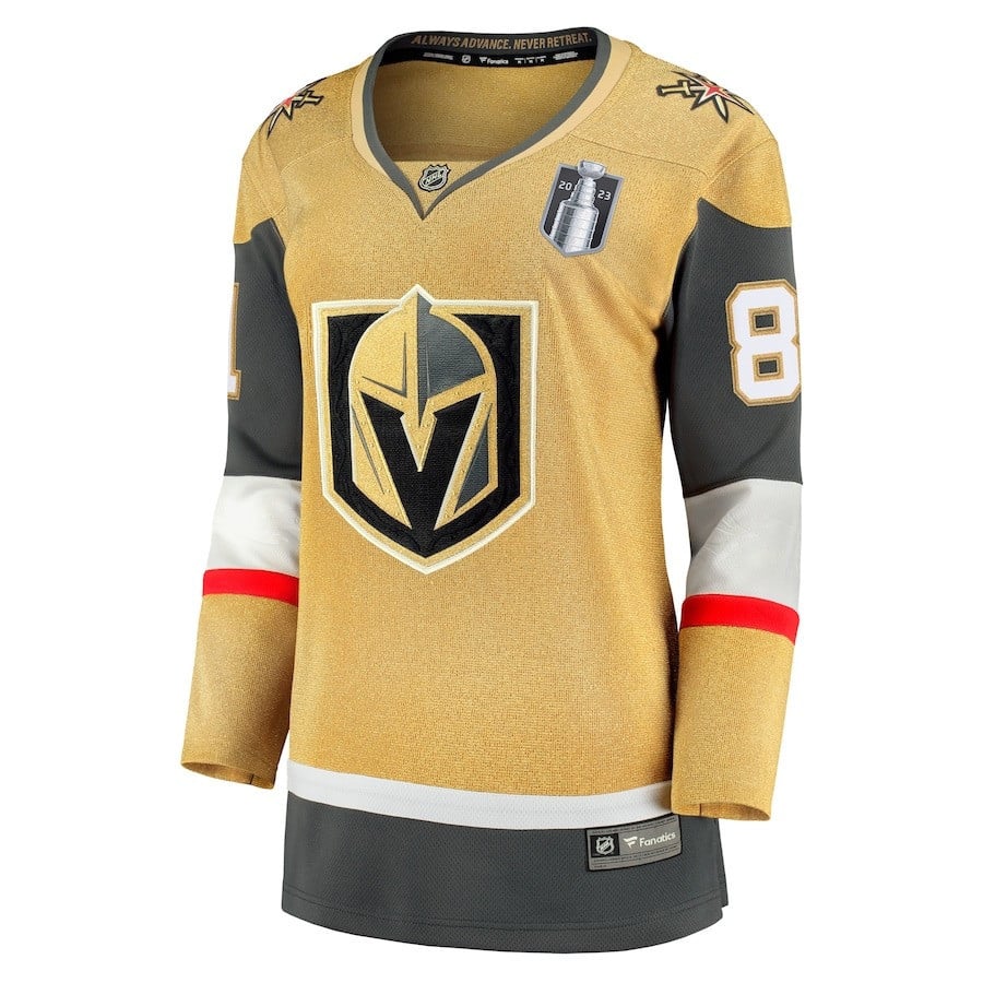 Alternative view of Jonathan Marchessault 81 Vegas Golden Knights Women's 2023 Stanley Cup Final Home Breakaway Player Hockey Jersey - Gold - JS430 