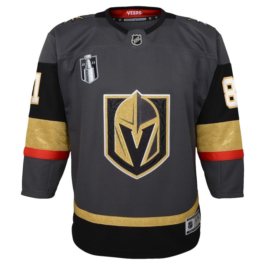 Alternative view of Jonathan Marchessault 81 Vegas Golden Knights Youth 2023 Stanley Cup Final Alternate Hockey Jersey - Black - JS647 