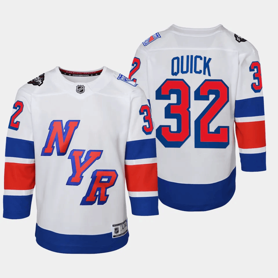 Jonathan Quick 32 New York Rangers 2024 NHL YOUTH Stadium Series Hockey Jersey - White - JS611 