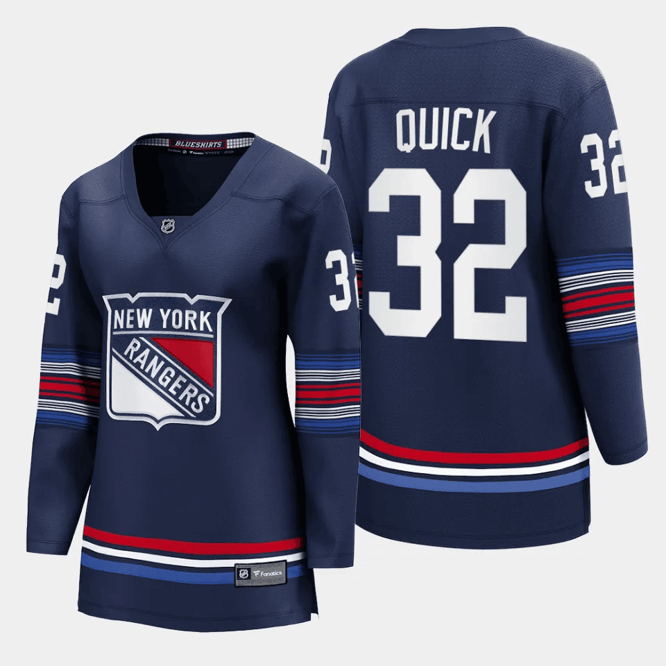 Jonathan Quick 32 New York Rangers Women Alternate Premier Breakaway Hockey Jersey - Navy - JS743 