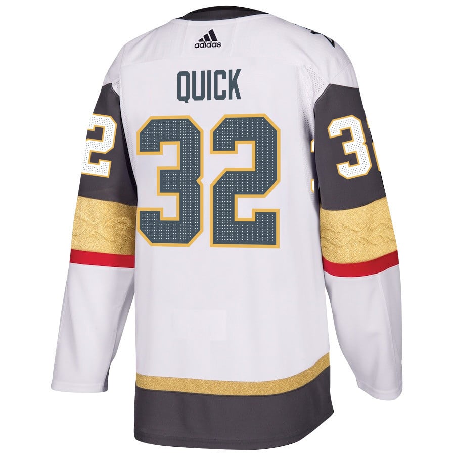 Alternative view of Jonathan Quick 32 Vegas Golden Knights Stanley Cup 2023 Final Patch Away Breakaway Men Hockey Jersey - White - JS345 