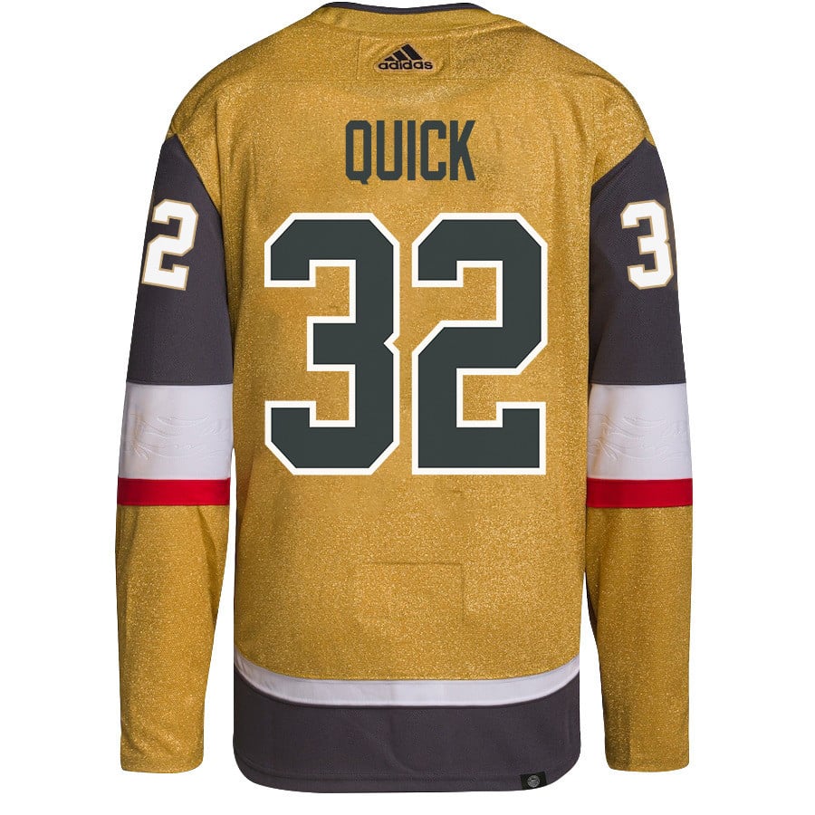 Alternative view of Jonathan Quick 32 Vegas Golden Knights Stanley Cup 2023 Final Patch Home Breakaway Men Hockey Jersey - Gold - JS697 