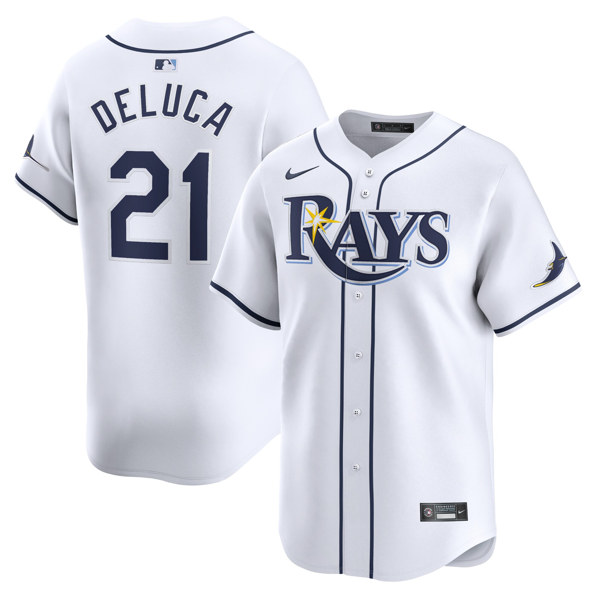 Jonny Deluca Tampa Bay Rays Home Limited Player Baseball Jersey - White