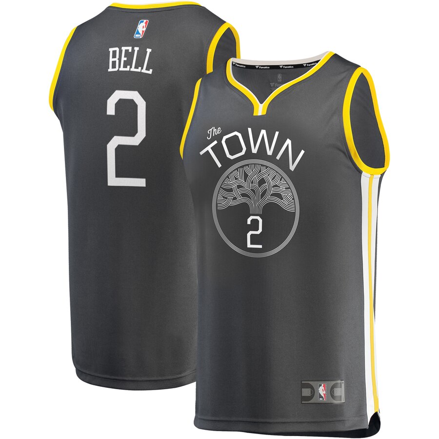 Jordan Bell Golden State Warriors Fanatics Branded Fast Break Replica Player Basketball Jersey Charcoal - Statement Edition