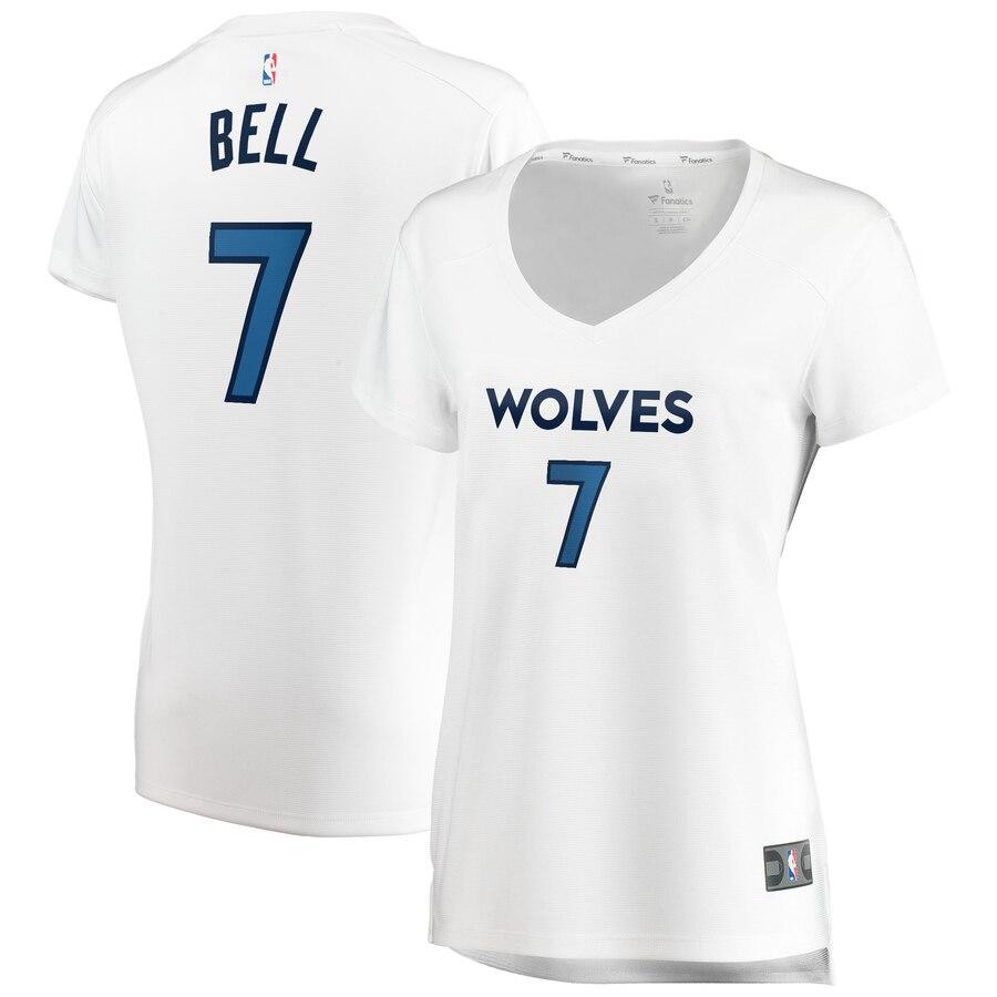 Jordan Bell Minnesota Timberwolves Fanatics Branded Women's Fast Break Replica Basketball Jersey White - Association Edition