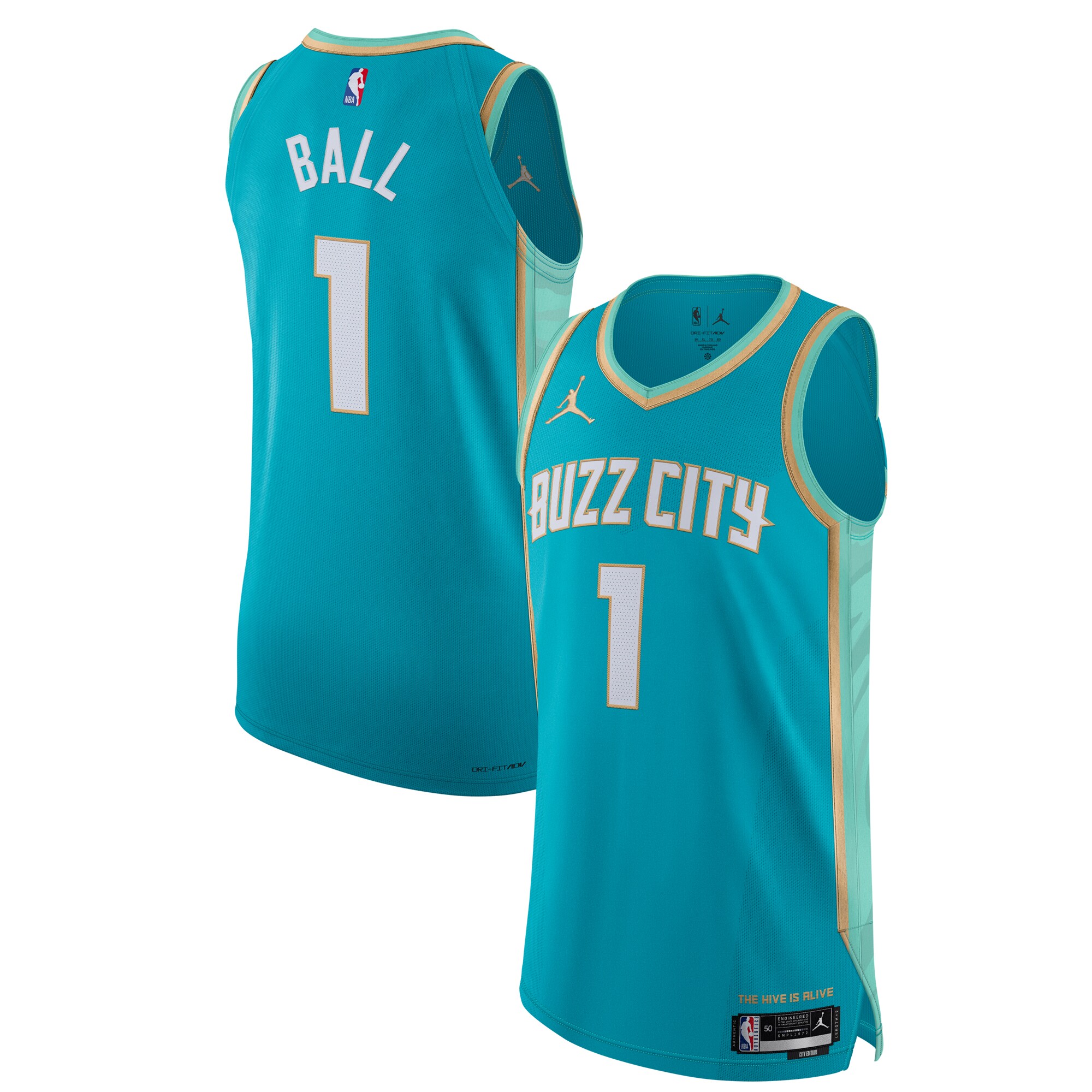Jordan Brand Lamelo Ball Charlotte Hornets Authentic Basketball Jersey - City Edition - Teal