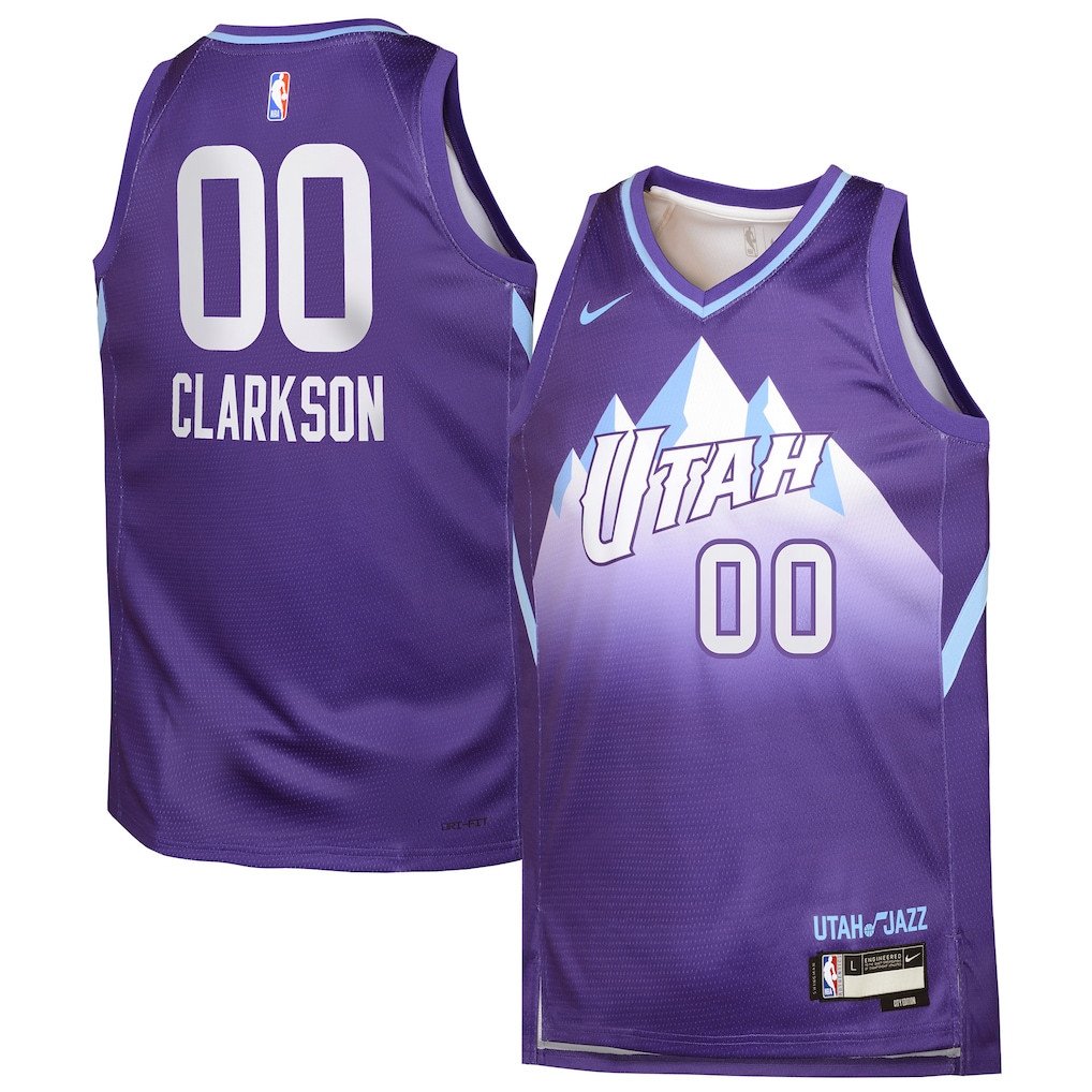 Jordan Clarkson 00 Utah Jazz 2024/25 Swingman Player YOUTH Hockey Jersey - City Edition - Purple - JS401 