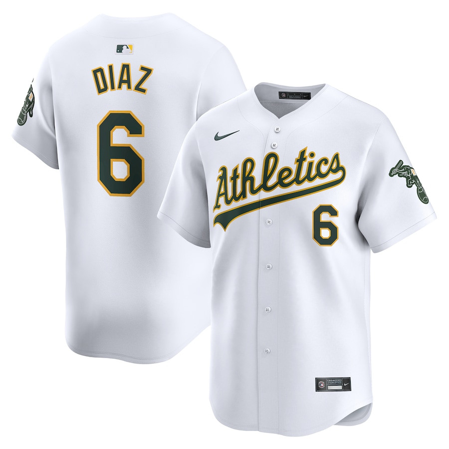 Jordan Diaz 6 Oakland Athletics Home Limited Player Men Baseball Jersey - White 