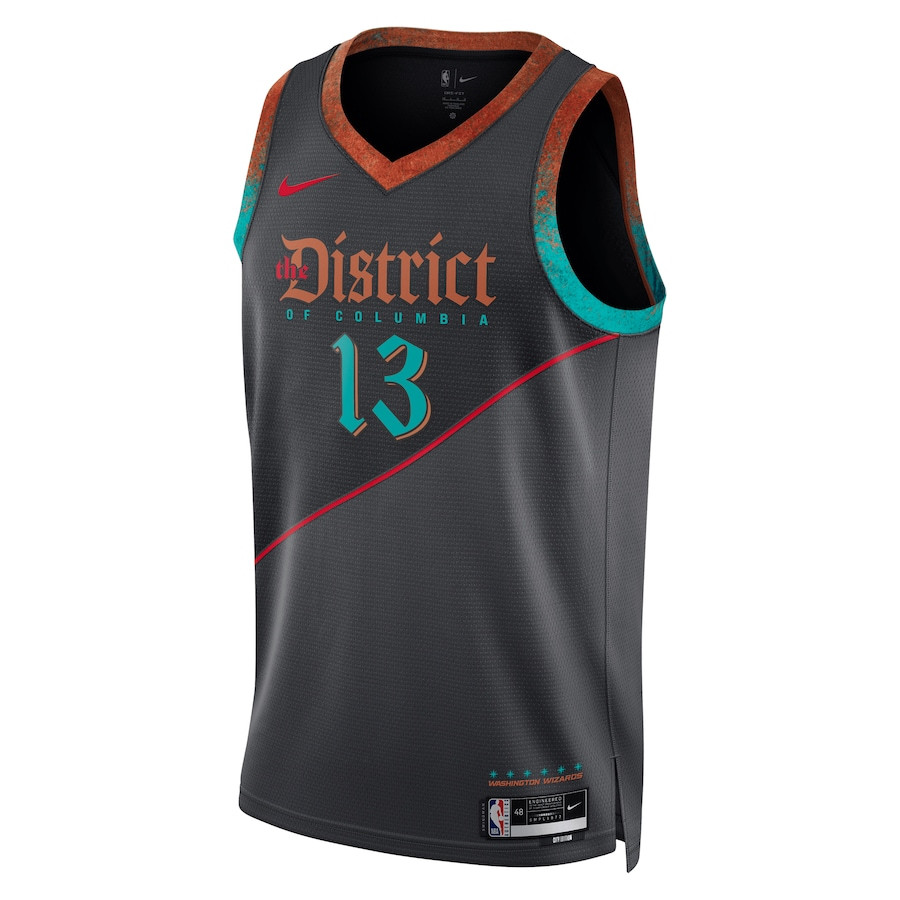 Alternative view of Jordan Poole 13 Washington Wizards 2023/24 City Edition Swingman Jersey - Black - JS456 