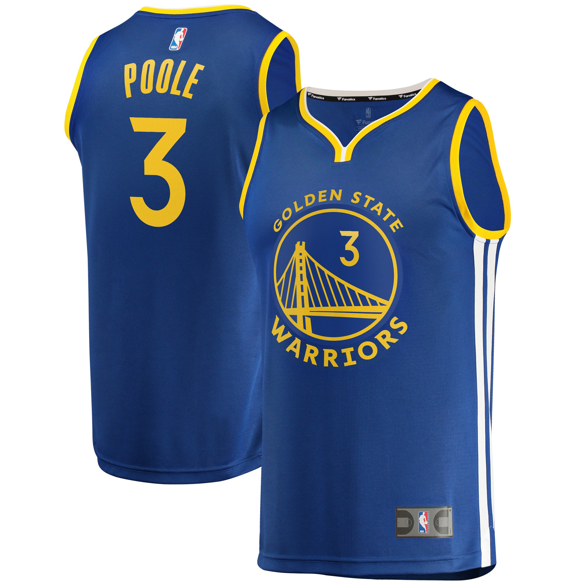 Alternative view of Jordan Poole Golden State Warriors Fanatics Branded Fast Break Replica Basketball Jersey - Icon Edition - Blue