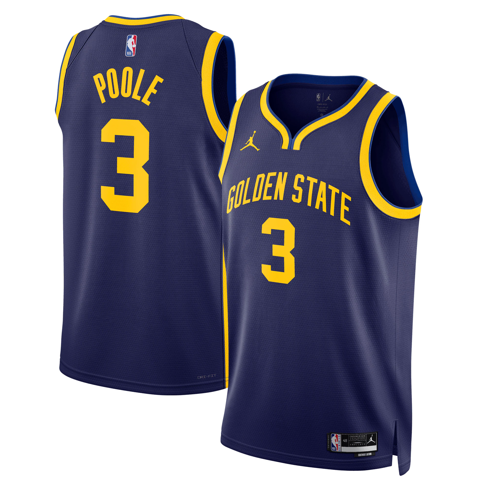 Jordan Poole Golden State Warriors Jordan Brand Unisex Swingman Basketball Jersey – Statement Edition – Navy