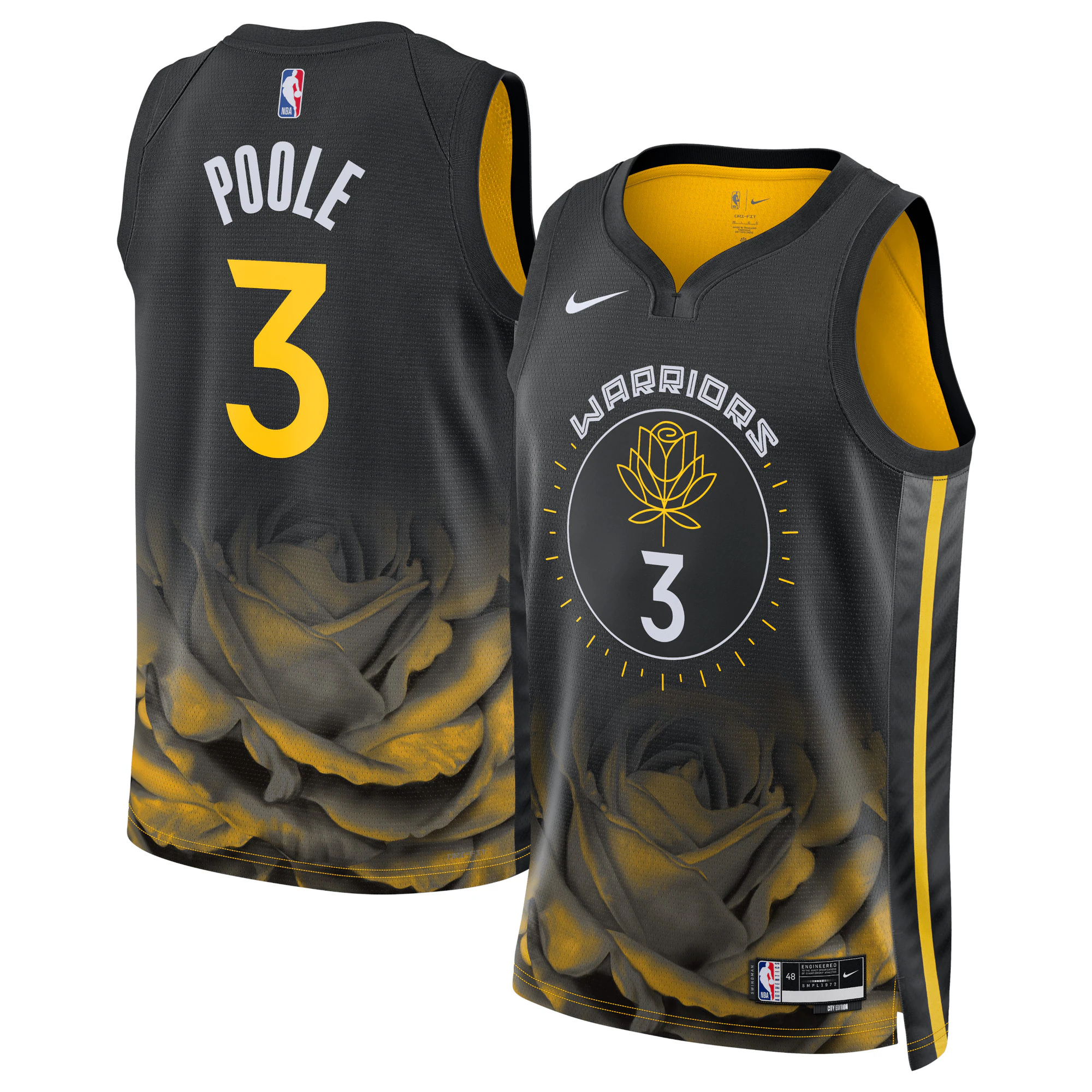 Alternative view of Jordan Poole Golden State Warriors Unisex 2022/23 Swingman Basketball Jersey - City Edition - Black