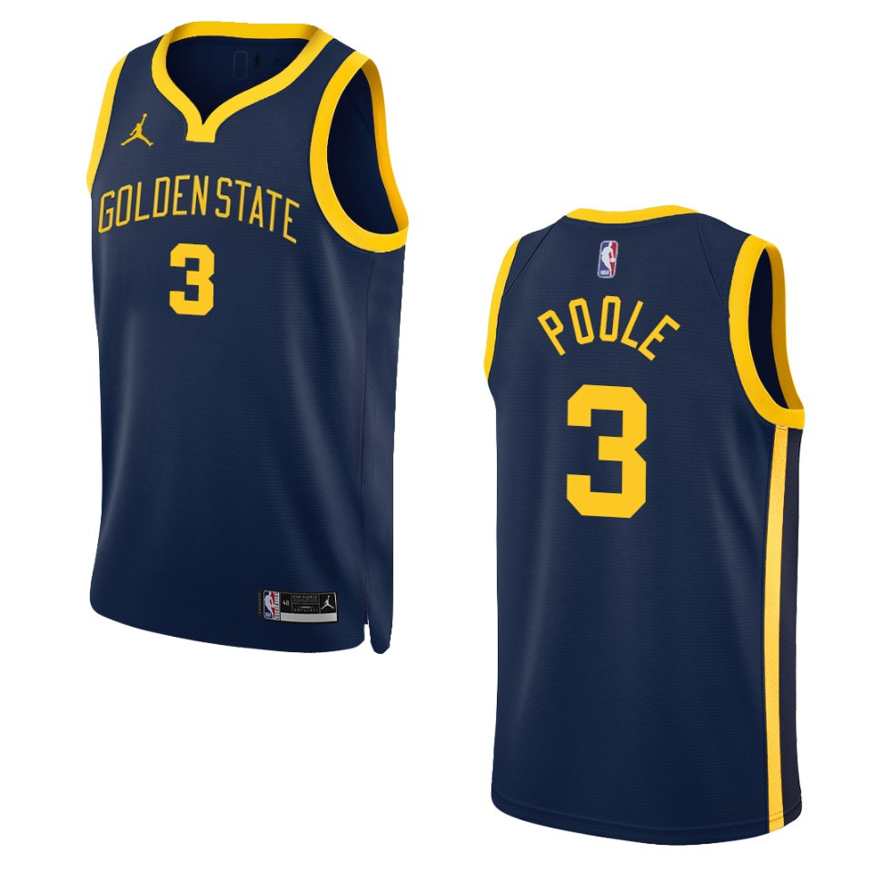Jordan Poole Navy Statement Edition 2022-23 Golden State Warriors Swingman Basketball Jersey