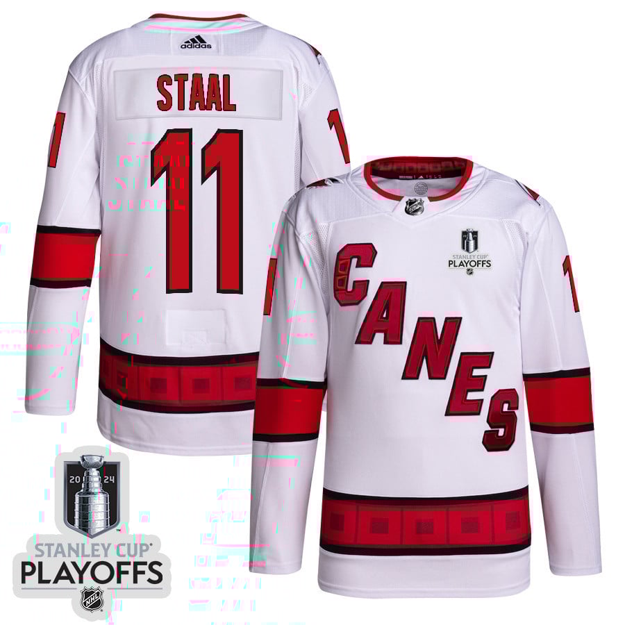 Jordan Staal 11 Carolina Hurricanes 2024 NHL Playoffs Patch Away Hockey Jersey - Men, White - JS474 