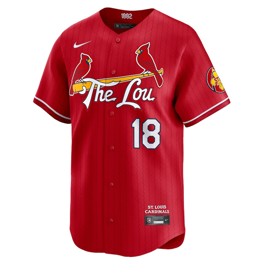 Alternative view of Jordan Walker 18 St. Louis Cardinals 2024 City Connect Limited Men Baseball Jersey - Red 