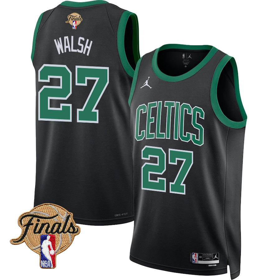 Jordan Walsh 27 Boston Celtics 2024 FINALS PATCH Swingman Basketball Jersey - Statement Edition - Black - JS493