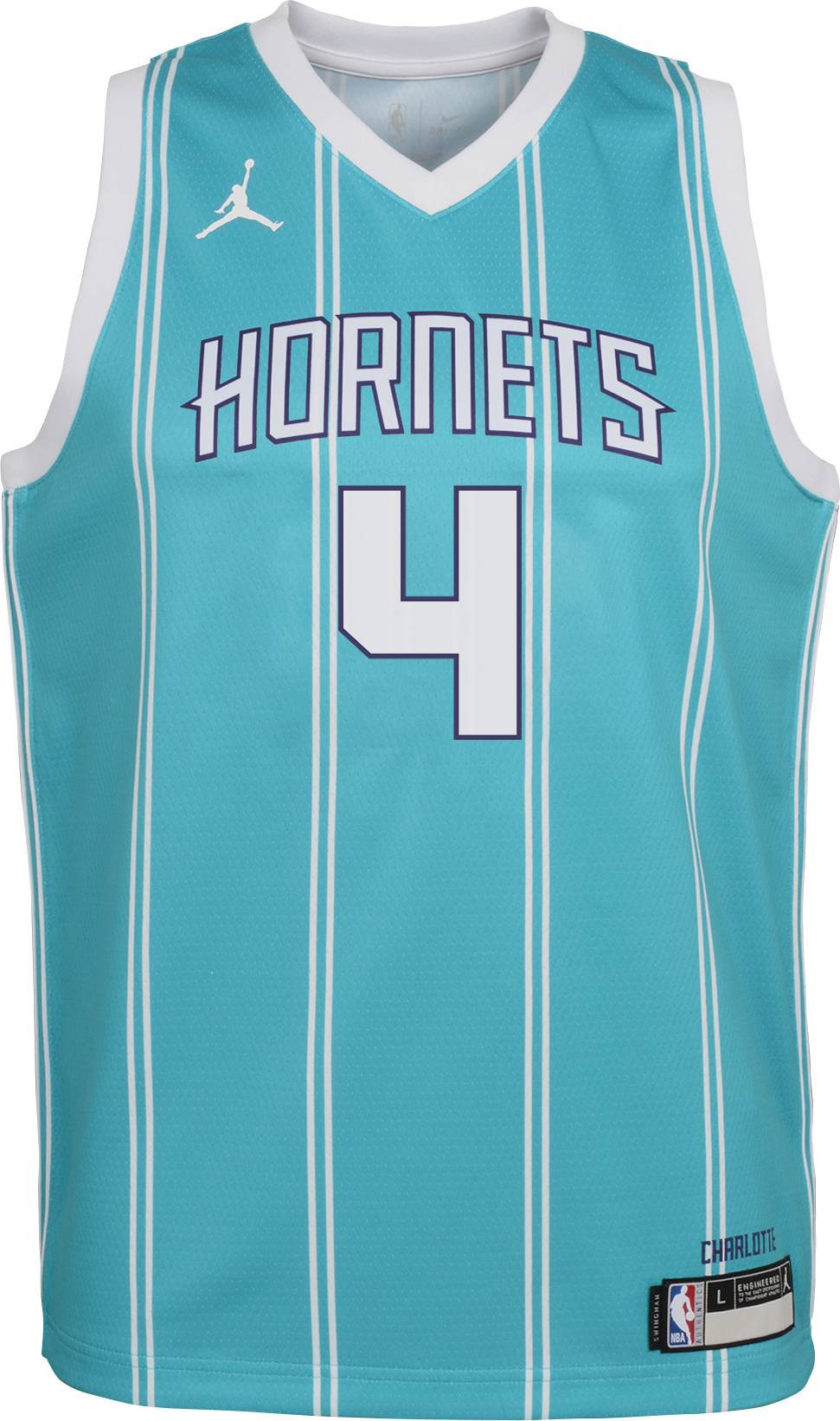 Alternative view of Jordan Youth Charlotte Hornets Devonte' Graham 4 Teal Dri-fit Swingman Basketball Jersey - JS706 