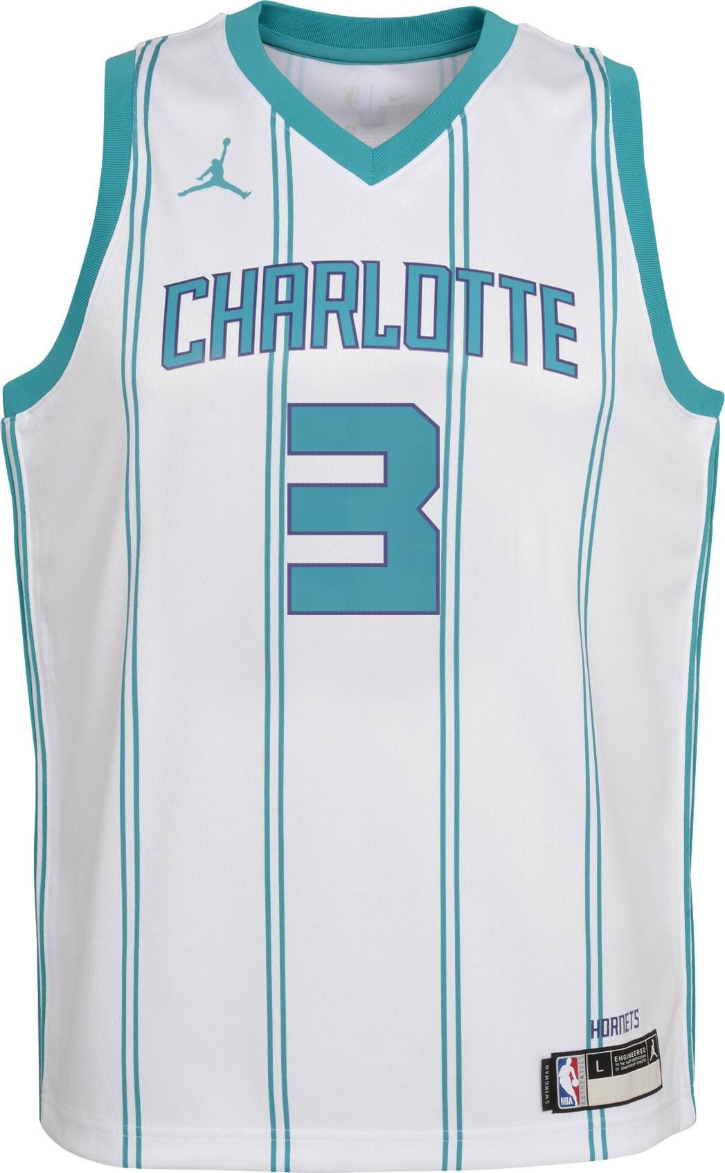 Alternative view of Jordan Youth Charlotte Hornets Terry Rozier Iii 3 Dri-fit Swingman White Basketball Jersey - JS812 