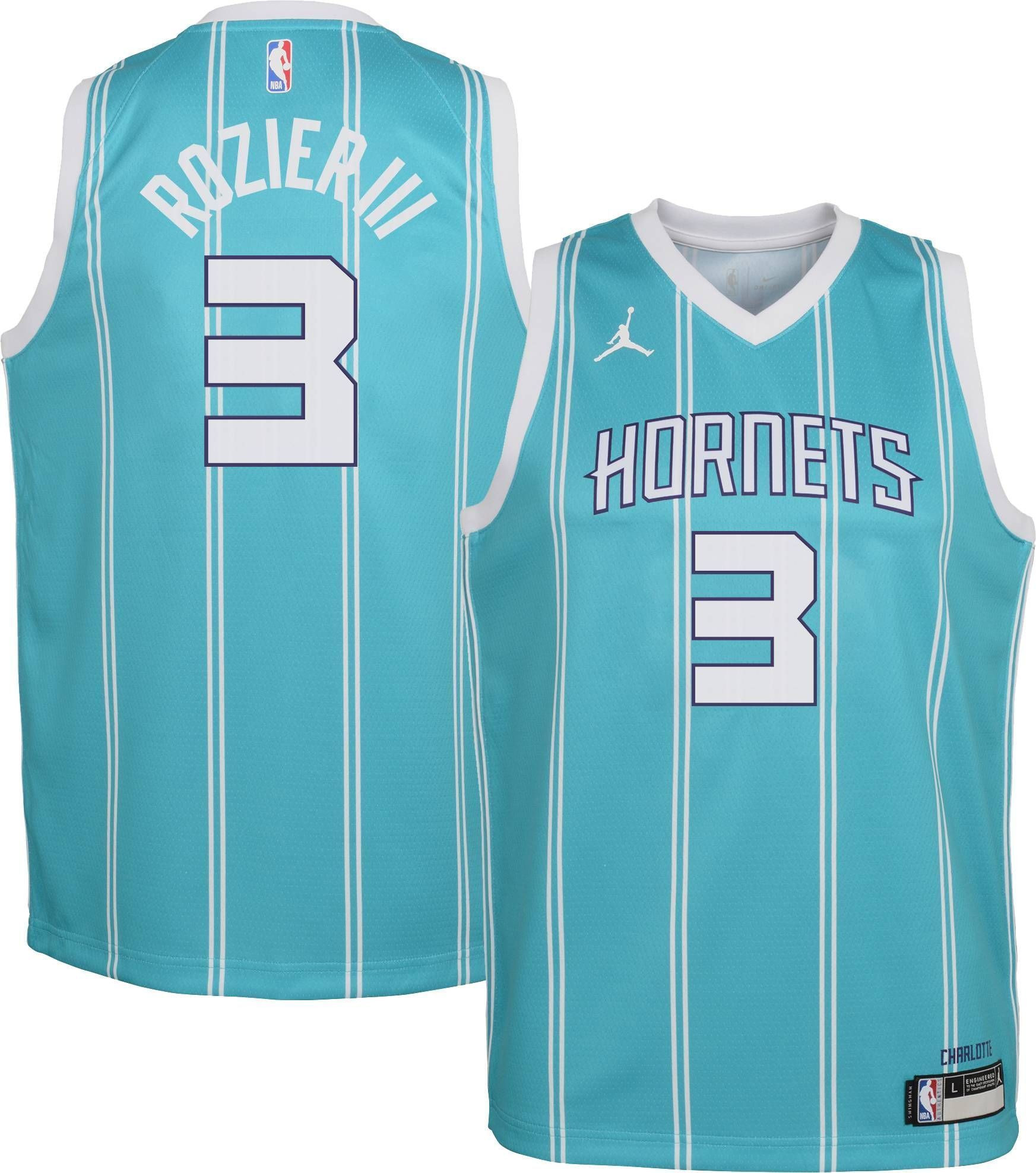 Jordan Youth Charlotte Hornets Terry Rozier Iii 3 Teal Dri-fit Swingman Basketball Jersey - JS196 