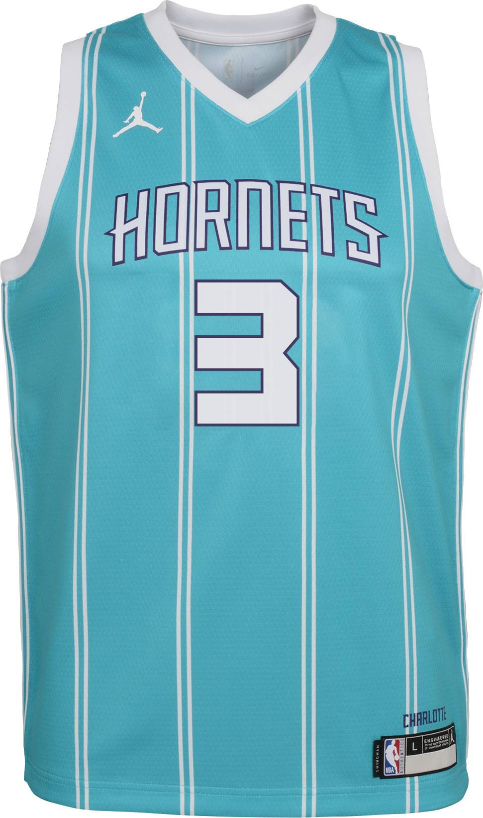 Alternative view of Jordan Youth Charlotte Hornets Terry Rozier Iii 3 Teal Dri-fit Swingman Basketball Jersey - JS196 