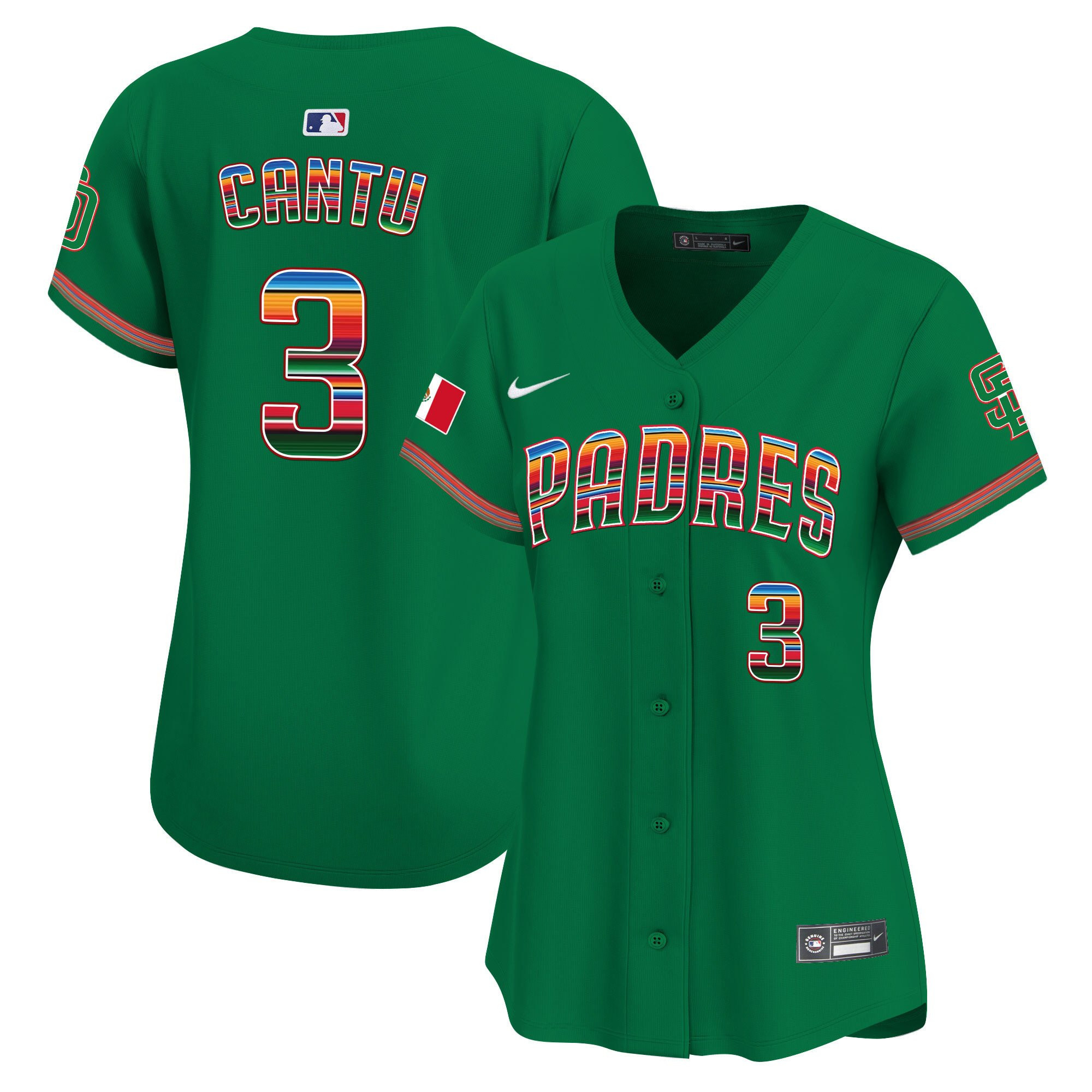 Jorge Cantu 3 San Diego Padres Mexico Women Baseball Jersey - Green 