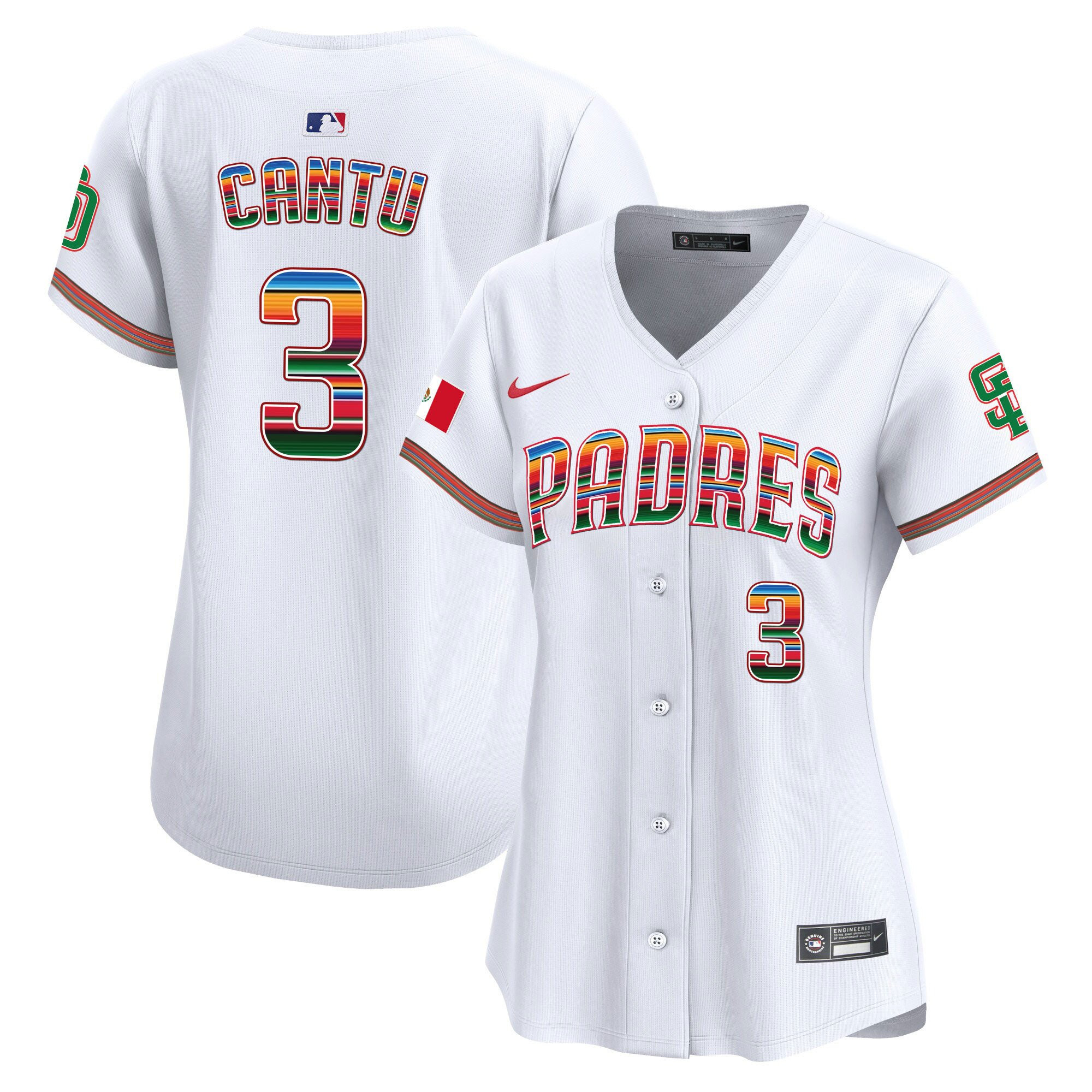 Jorge Cantu 3 San Diego Padres Mexico Women Baseball Jersey - White 