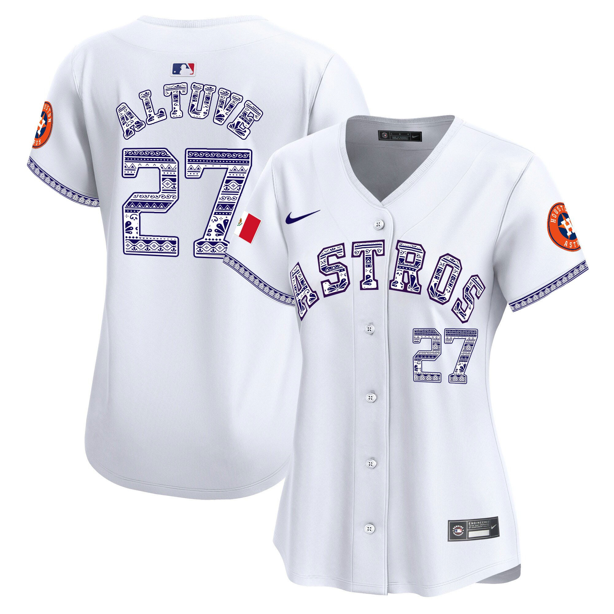 José Altuve 27 Houston Astros Mexico Women Baseball Jersey - White 