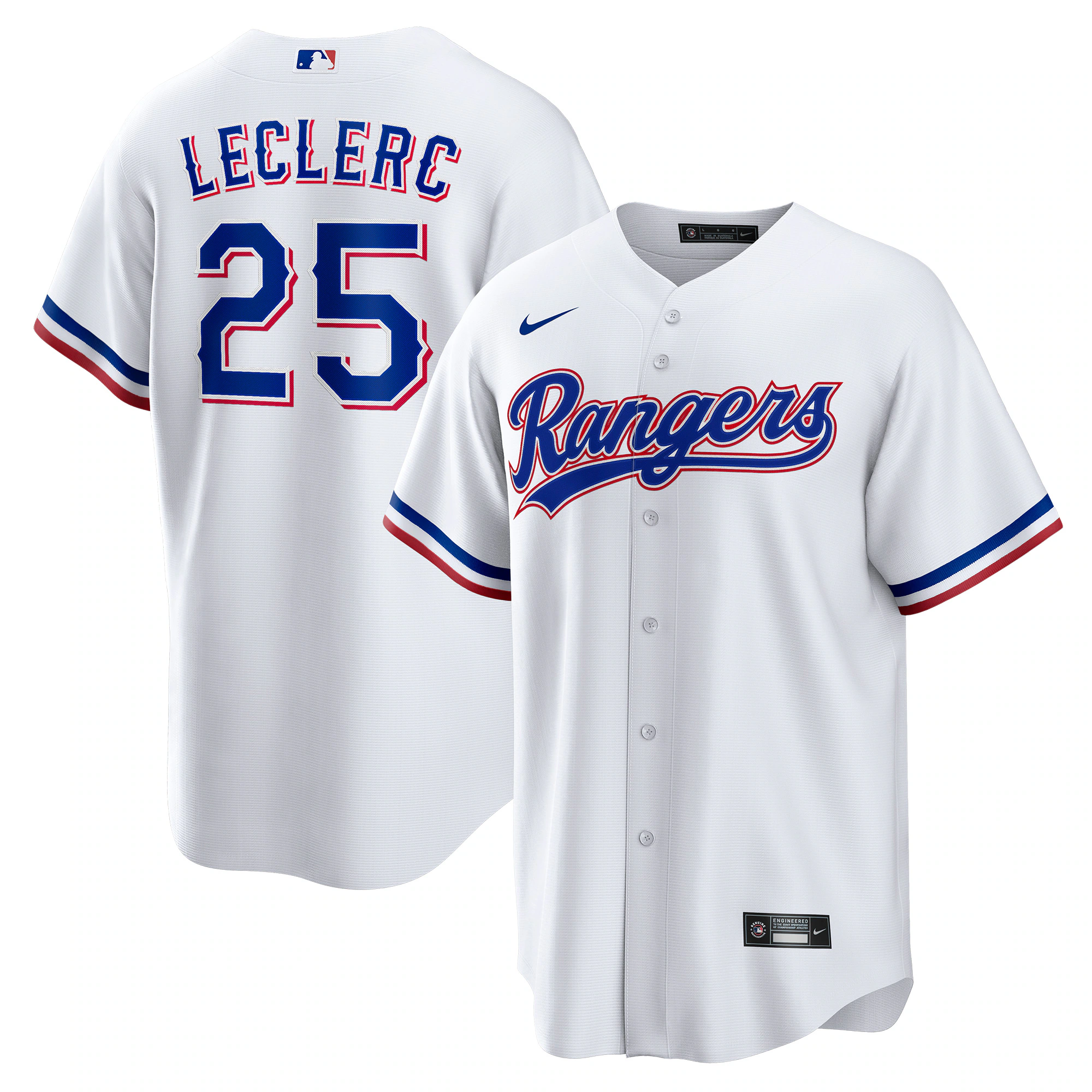 Alternative view of JosÃƒÆ’Ã‚Â© Leclerc Texas Rangers Home Replica Player Baseball Jersey - White