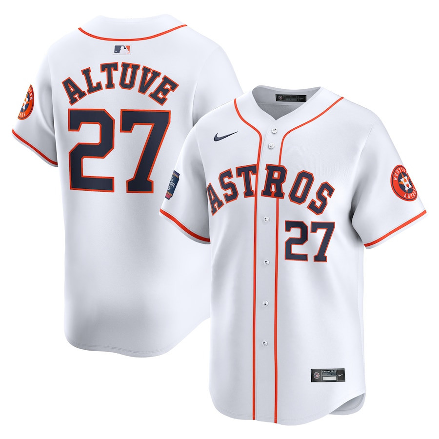 Alternative view of Jose Altuve 27 Houston Astros 2024 MLB World Tour Mexico City Series Home Limited Baseball Jersey - White 