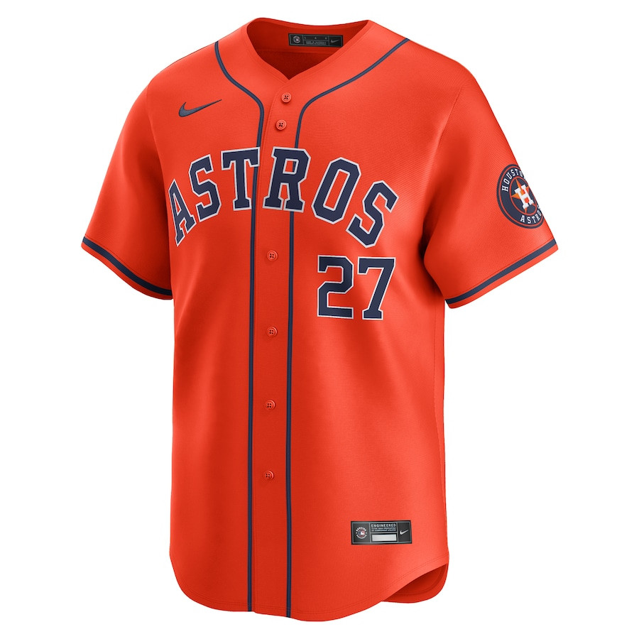 Alternative view of Jose Altuve 27 Houston Astros Alternate Limited Men Baseball Jersey - Orange 