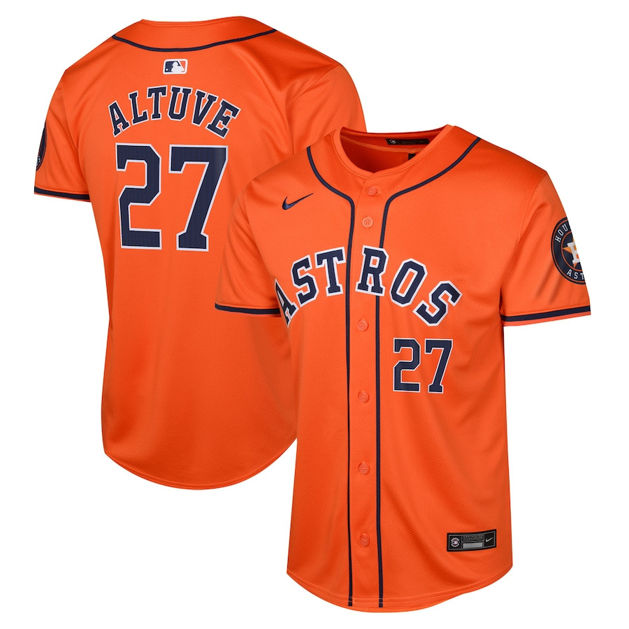 Jose Altuve 27 Houston Astros Alternate Limited YOUTH Baseball Jersey - Orange 