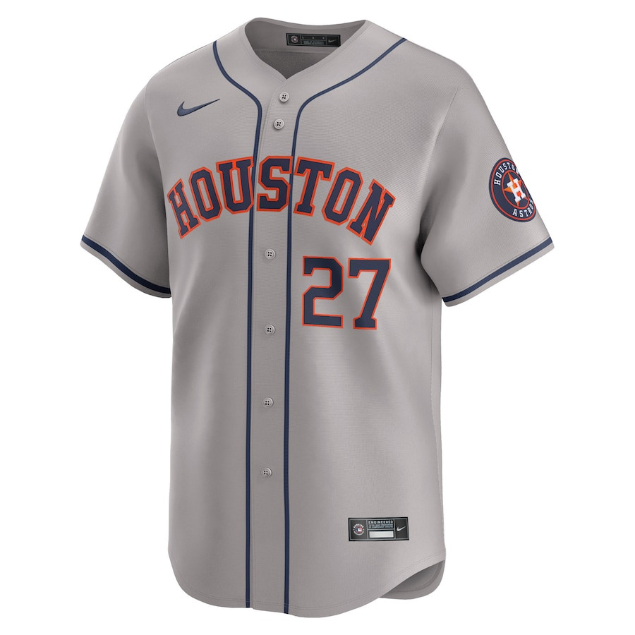 Alternative view of Jose Altuve 27 Houston Astros Away Limited Player Men Baseball Jersey - Gray