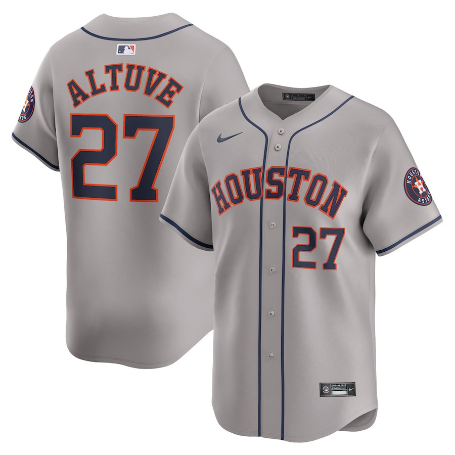 Jose Altuve 27 Houston Astros Away Limited Player Men Baseball Jersey - Gray
