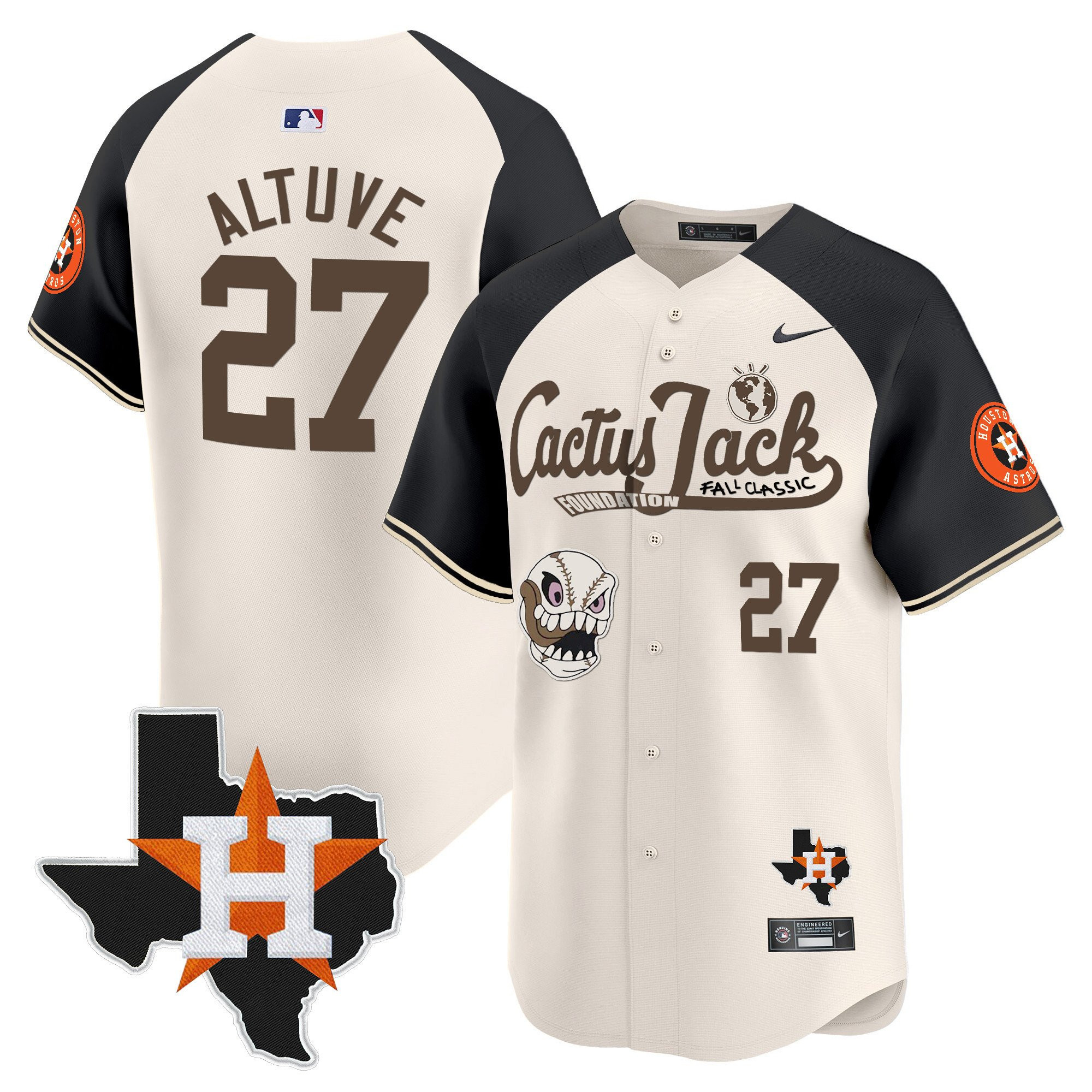 Jose Altuve 27 Houston Astros Cactus Jack Foundation Fall Classic Limited Baseball Jersey - Men 