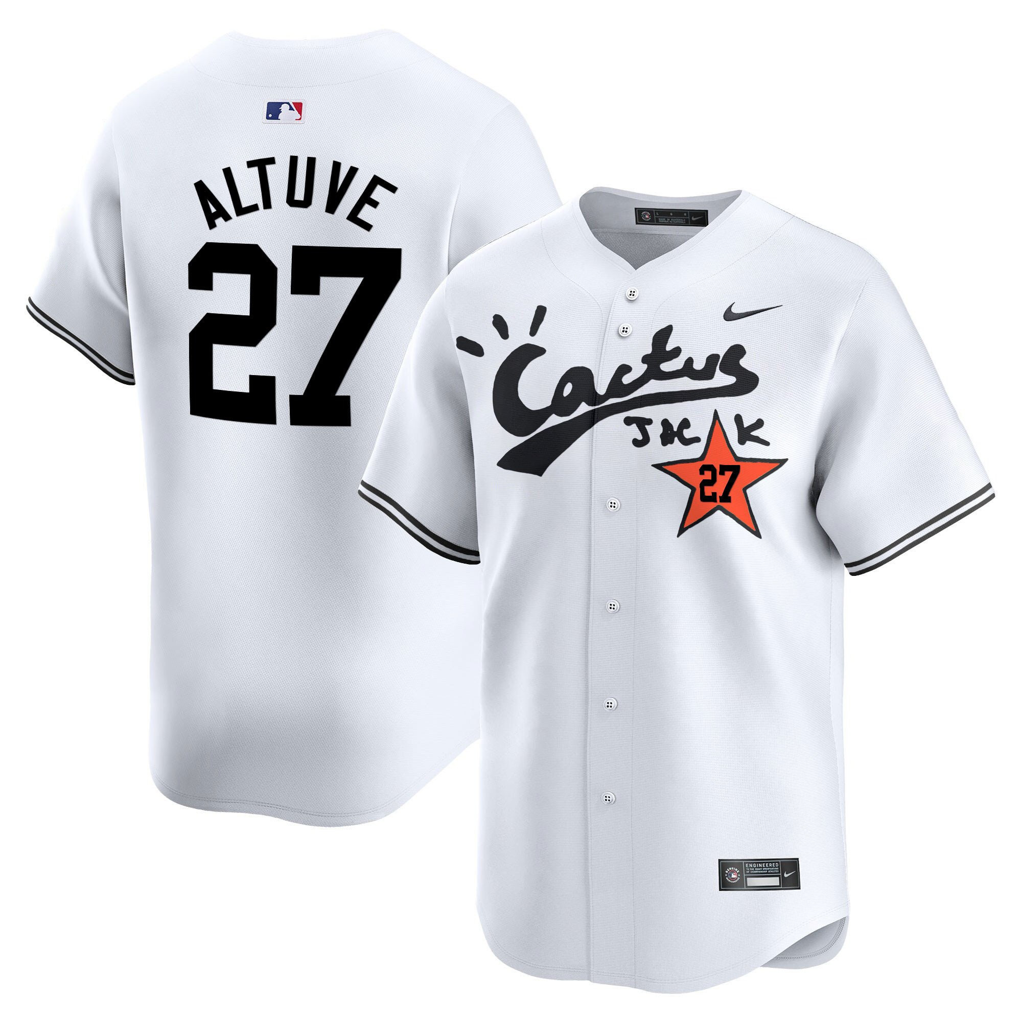 Jose Altuve 27 Houston Astros Cactus Jack White Baseball Jersey V2 - Men