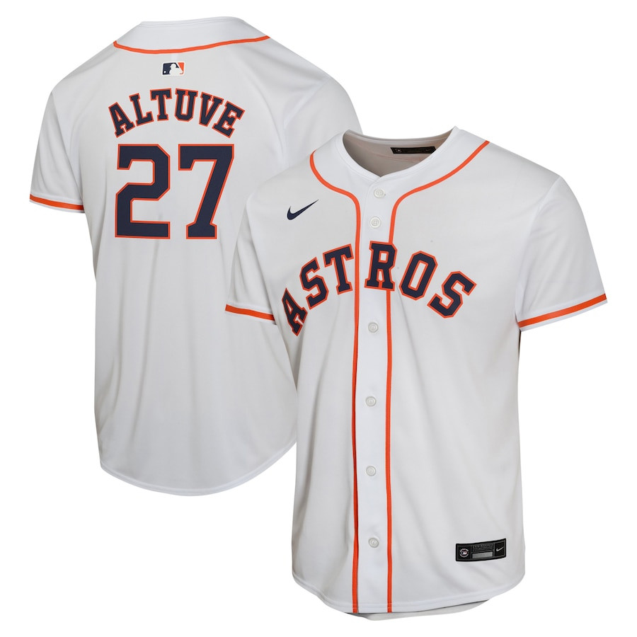 Jose Altuve 27 Houston Astros Home Game Player YOUTH Baseball Jersey - White 