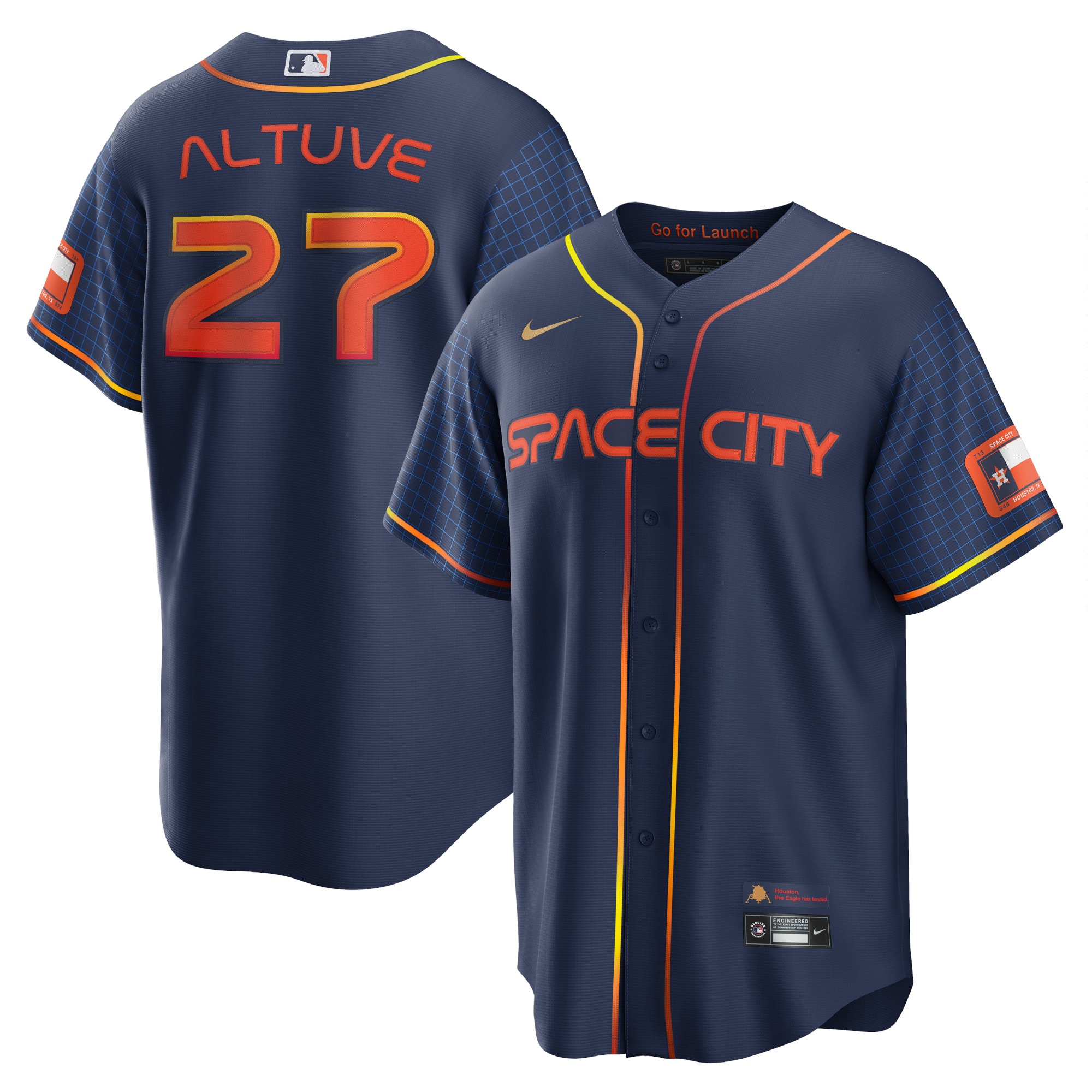 Alternative view of Jose Altuve Houston Astros 2022 City Connect Replica Player Baseball Jersey - Navy
