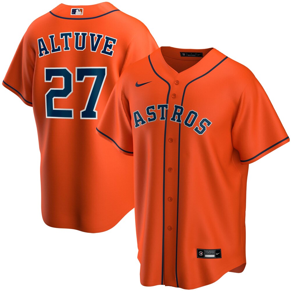 Jose Altuve Houston Astros Alternate 2020 Player Baseball Jersey - Orange Color