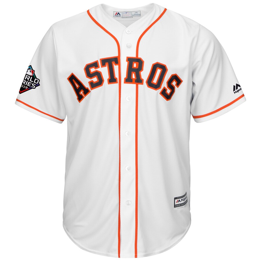 Alternative view of Jose Altuve Houston Astros Majestic 2019 World Series Bound Official Cool Base Player Baseball Jersey - White