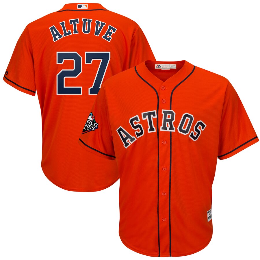 Jose Altuve Houston Astros Majestic 2019 World Series Bound Official Cool Base Player Baseball Jersey – Orange