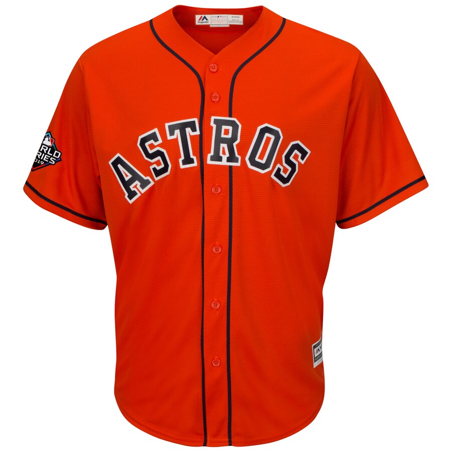 Alternative view of Jose Altuve Houston Astros Majestic 2019 World Series Bound Official Cool Base Player Baseball Jersey – Orange