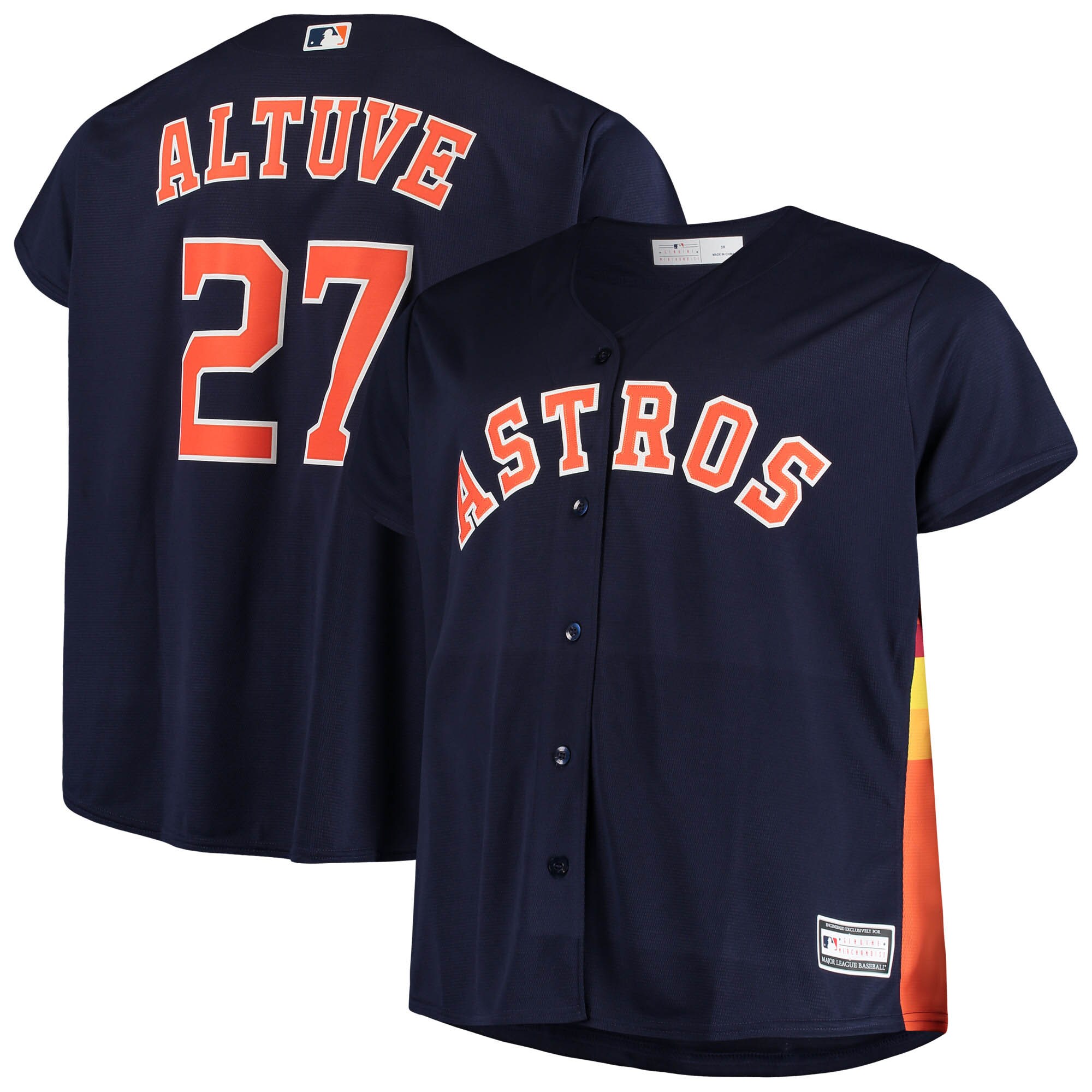 Alternative view of Jose Altuve Houston Astros Majestic Big & Tall Replica Player Baseball Jersey - Navy