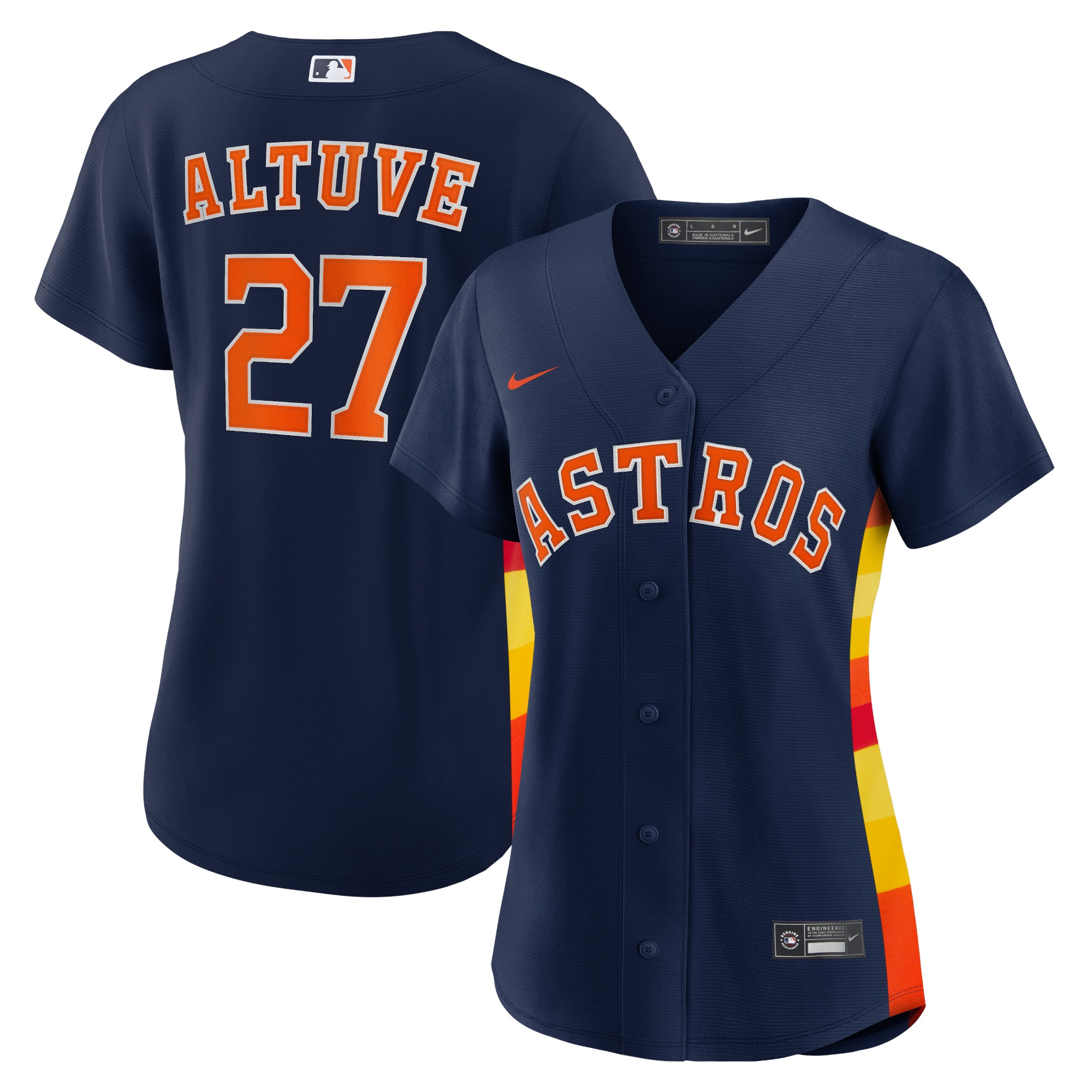 Alternative view of Jose Altuve Houston Astros Women’s Alternate Replica Player Baseball Jersey – Navy