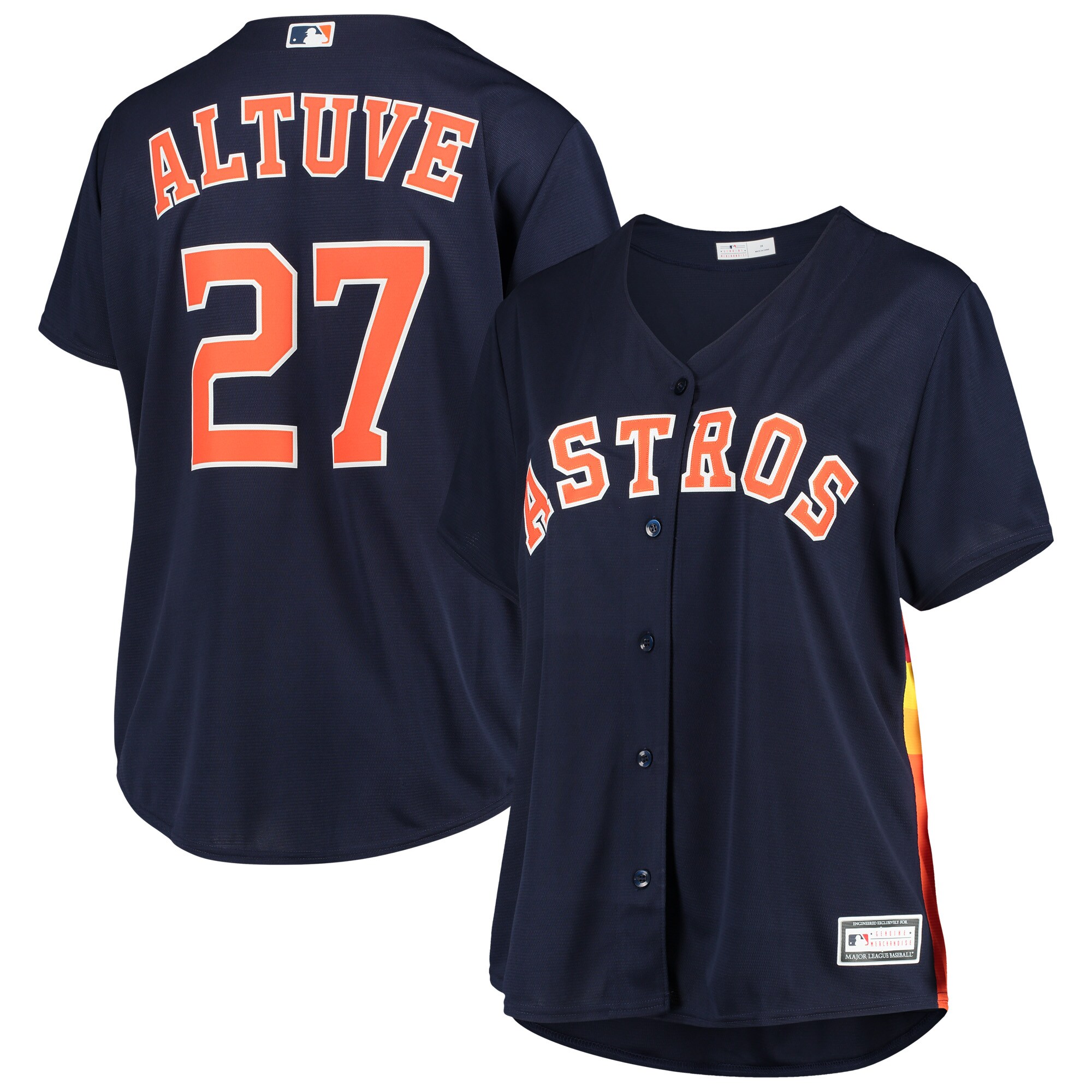 Alternative view of Jose Altuve Houston Astros Women's Plus Size Alternate Replica Player Baseball Jersey - Navy
