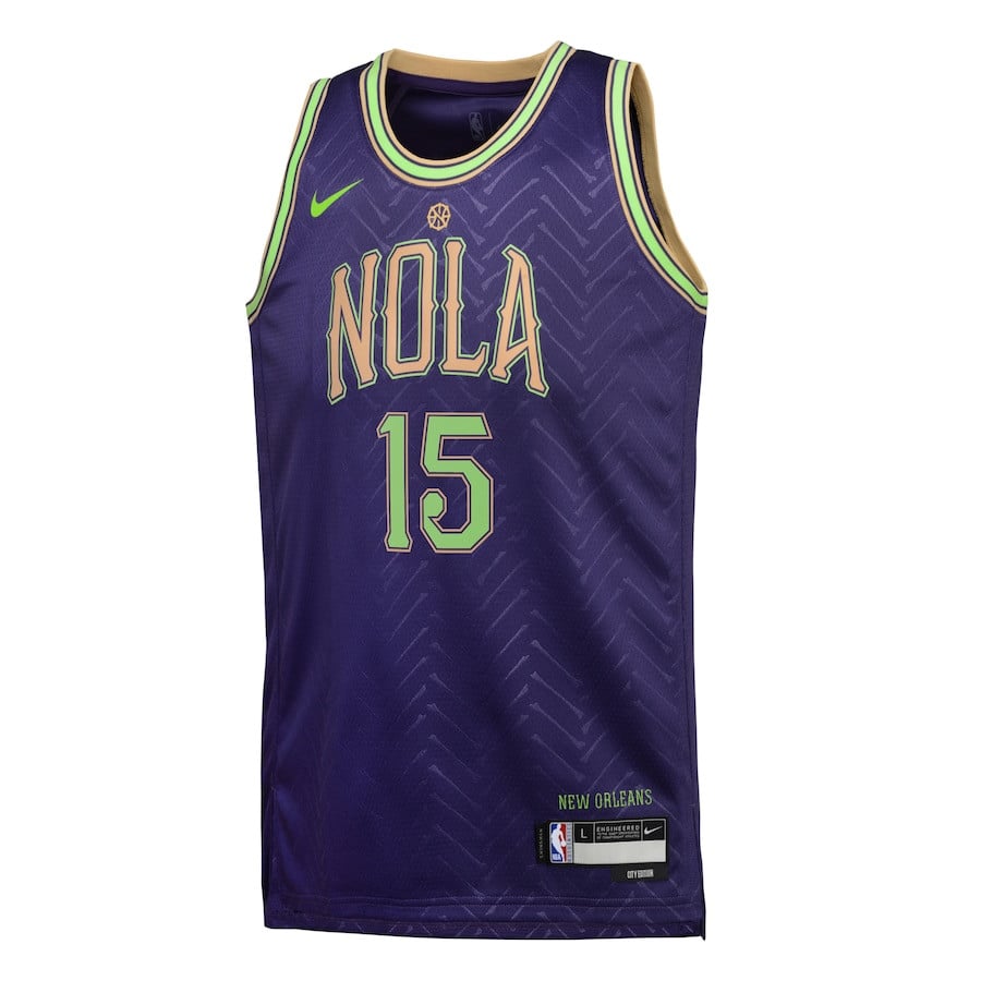 Alternative view of Jose Alvarado 15 New Orleans Pelicans 2024/25 Swingman Player YOUTH Basketball Jersey - City Edition - Purple - JS327 