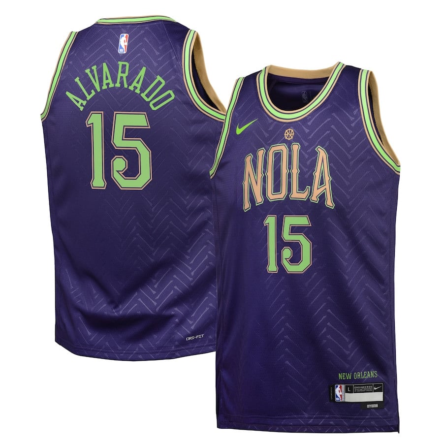 Jose Alvarado 15 New Orleans Pelicans 2024/25 Swingman Player YOUTH Basketball Jersey - City Edition - Purple - JS327 