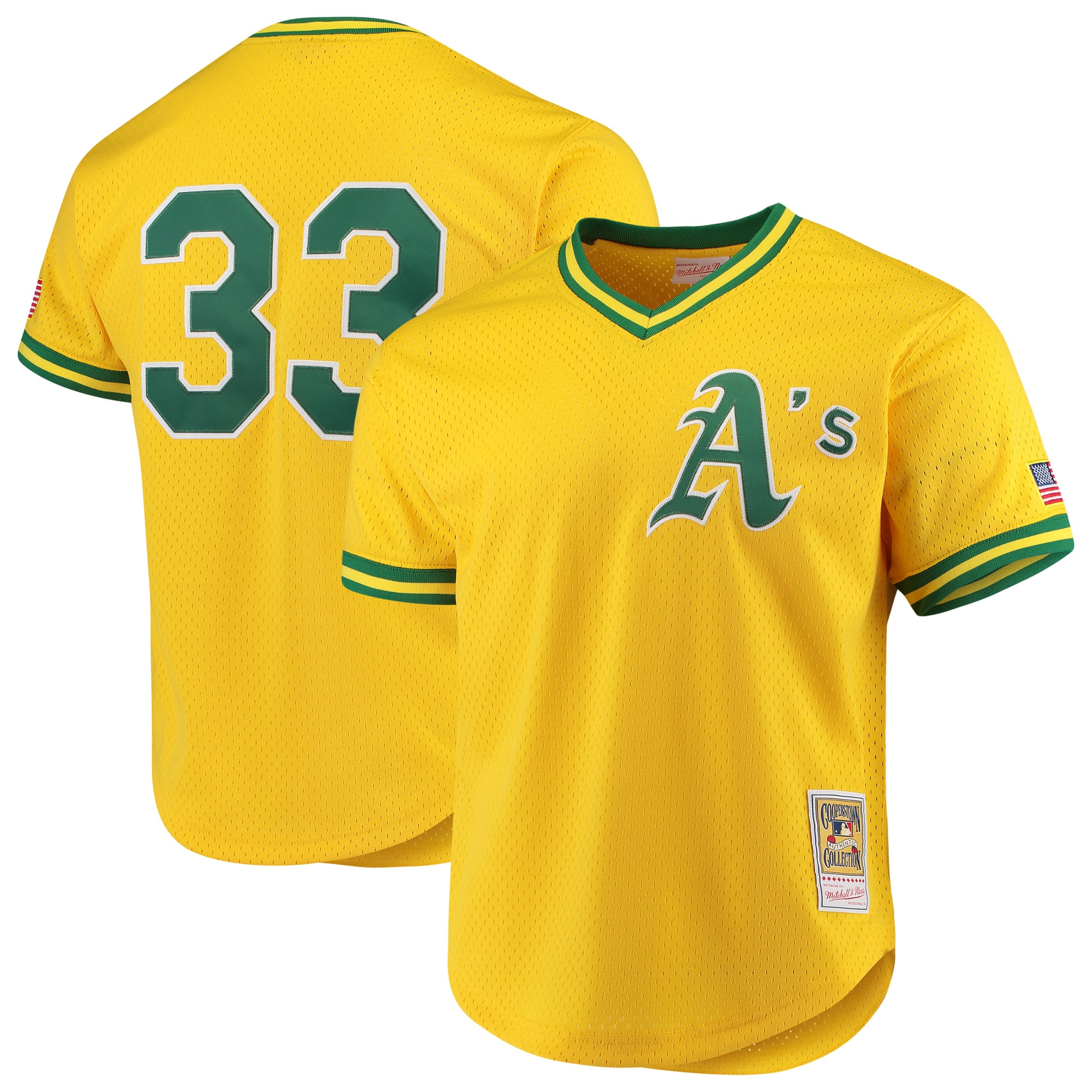 Jose Canseco Oakland Athletics Mitchell & Ness Cooperstown Collection Mesh Batting Practice Baseball Jersey – Gold