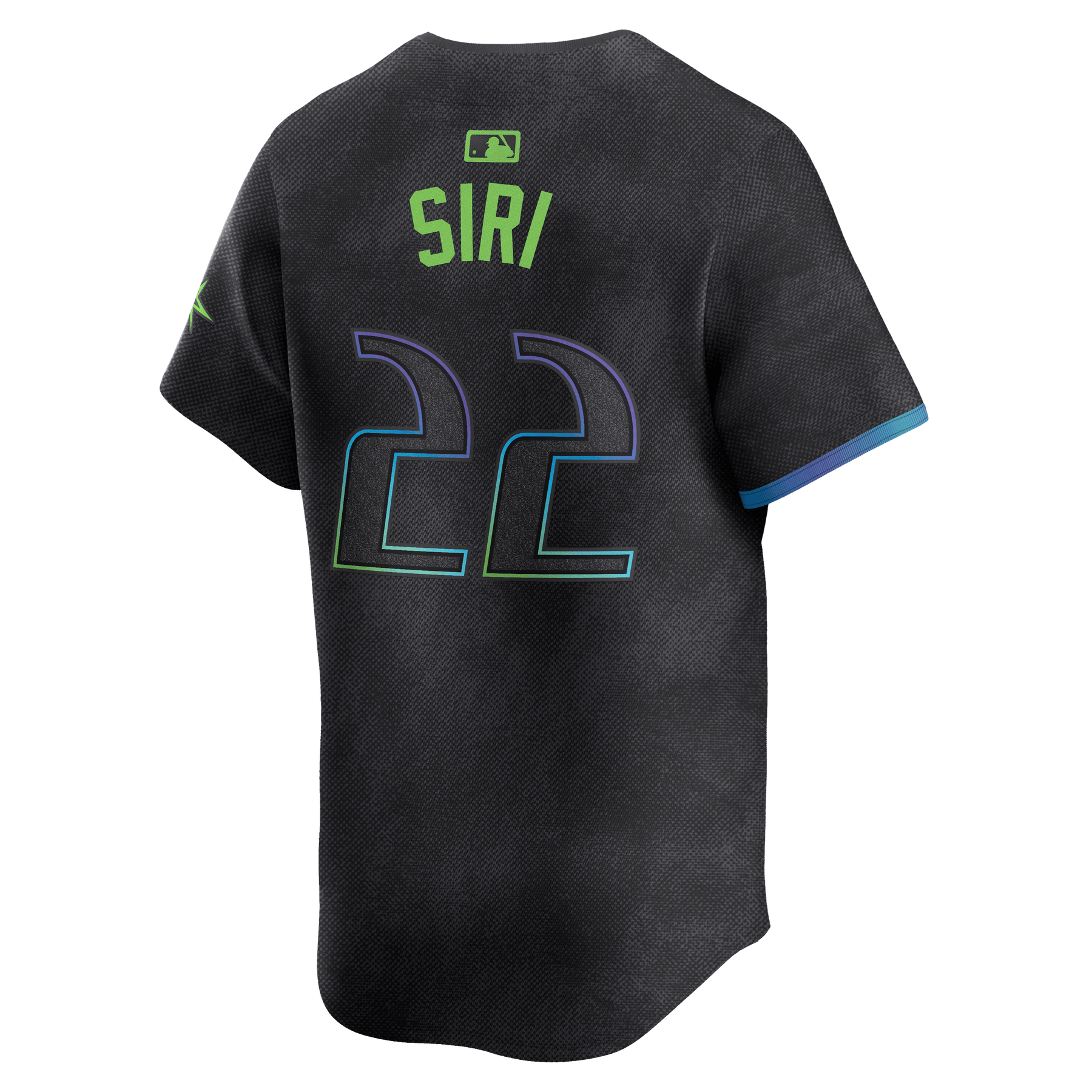 Alternative view of Jose Siri 22 Tampa Bay Rays 2024 City Connect Limited Men Baseball Jersey - Charcoal - JS691 