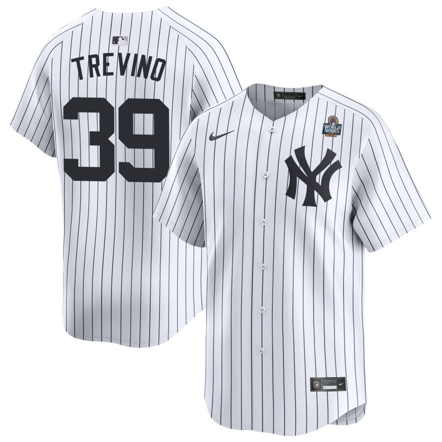 Jose Trevino 39 New York Yankees 2024 World Series Home Limited Player Men Baseball Jersey - White 
